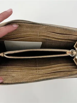 Vintage Chloé Metallic Pebbled Leather Gold Zip Around Continental Wallet thumbnail 5