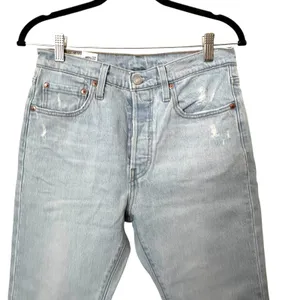 LEVIS 501 Skinny Jean Light Wash‎ Distressed Sz 28 thumbnail 4