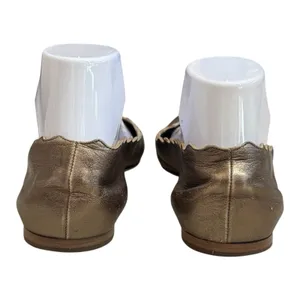 Chloe Lauren Scalloped Ballet Flats Bronze Leather Classic‎ Luxury EU 40 US 9.5 thumbnail 9