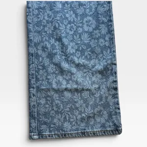 Good American Good Waist Palazzo Crop Floral Denim Wide Leg Jeans Blue 10/30 thumbnail 10