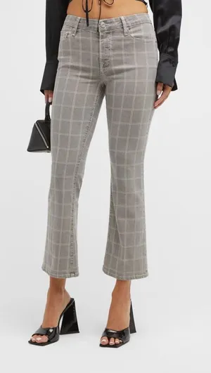 FRAME Le Crop Mini Boot Window Pane Plaid Pants Size 24‎ thumbnail 1