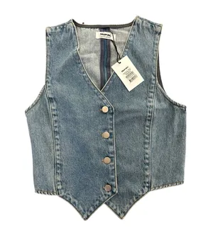 Showpo - Adriene Button Down Denim Vest in Blue thumbnail 1