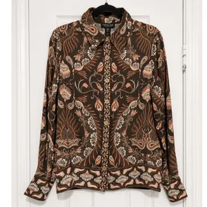 Rachel Zoe Satin Paisley Print Button-Down Blouse Long Sleeve Size Small NWT thumbnail 2