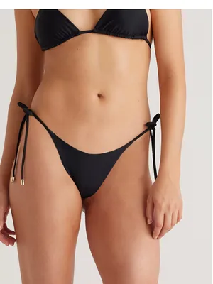 Quince Italian Adjustable Side-Tie Bikini Bottom Black Size Small thumbnail 1