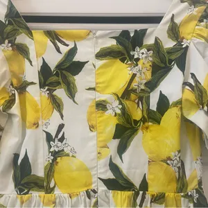 English Factory Lemon Puff Sleeves Mini Dress Size‎ Medium Cotton thumbnail 6