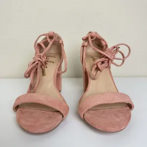 Lulu's‎ Kaira Peach Suede Lace-Up Heels Casual Formal Prom Barbie Womens Size 6 thumbnail 5
