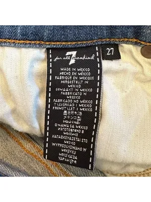 7 For All Mankind Jeans 27 Raw Step Hem Slim Straight Blue Stretch Denim 7FAMK thumbnail 7