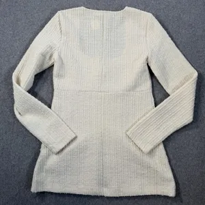 Maeve Anthropologie Women's X-Small Double-Bow Scooped Split Front Top Cream New thumbnail 10