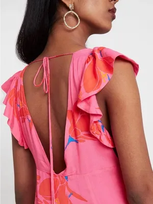 Free People She's a Waterfall Ruffled Maxi Dress - Hibiscus thumbnail 6