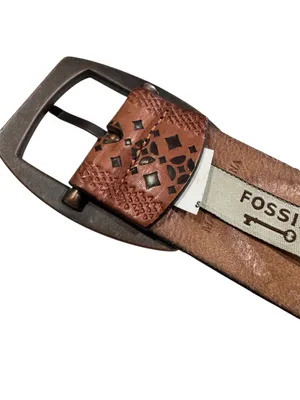 Fossil Brown Leather Laser Cut Out Belt Medium BT3959231 thumbnail 7