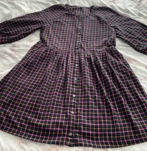 Madewell Plaid Flannel Pink Black Raglan Button Front Shirt Dress with Pockets, size 0 thumbnail 14