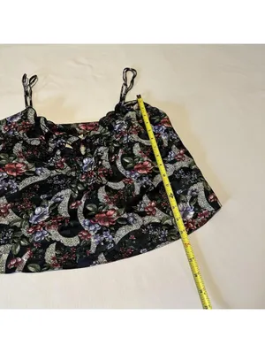 Vintage Victoria’s Secret Black Floral Pajama Lingerie Cropped Cami Top Sz Large thumbnail 2