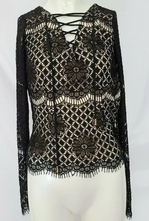 Soieblu Black Lace Whimsigoth Gothic Side Zip Y2K Coquette Grunge‎ Small thumbnail 1