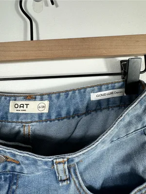 OAT New York Cloud Luxe Denim Wide Leg Jeans Light Wash‎ High Rise Women’s 6/28 thumbnail 8