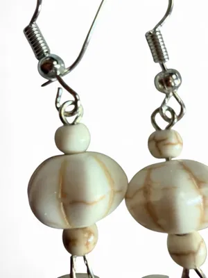 Handmade Off-White Skull Howlite Style Earrings 💀 thumbnail 5