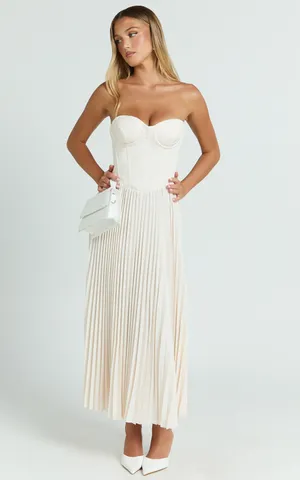 New Showpo Loretta Midi Dress Lace Up Bustier Pleated Dress Size 14 MSRP $129 thumbnail 4