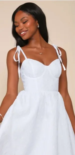 LULU's Bridal Engagement Bachelorette Elegant Sexy HOneymoon FLoral Bustier Midi thumbnail 1