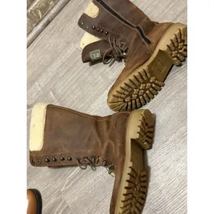 Bass Tan Leather High Workbook Faux Sherpa Lined Size 7 thumbnail 2