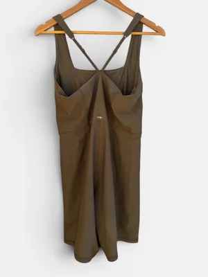 Abercrombie YPB ScuptLUX Short Bodysuit Taupe Brown thumbnail 2