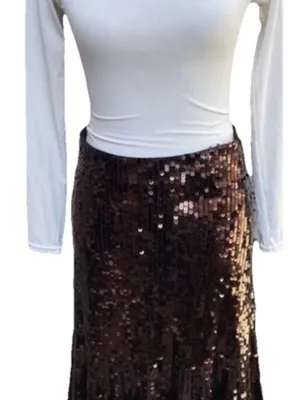 Citrine Sequin Pencil Skirt in Bronze Size Small thumbnail 2