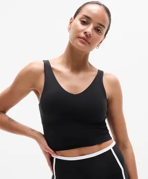 Athleta Transcend V Neck Rib Crop Sports Bra thumbnail 1