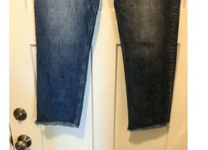 KanCan Mid Rise Straight Leg Jeans Size 13/30 Dark Wash Stretch Denim Frayed Hem thumbnail 4