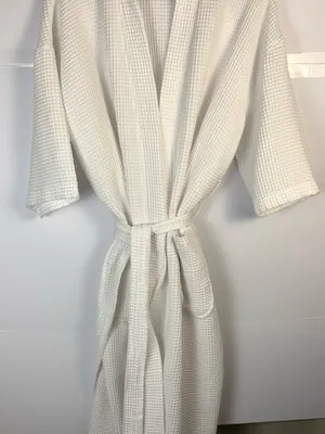 Monarch White Waffle Weave Spa Robe Unisex One Size Belted Hotel Resort Cotton thumbnail 3