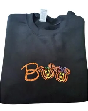 Halloween Boo Mickey pumpkins sweatshirt Black thumbnail 1