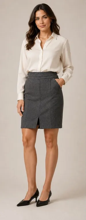 Express Pencil Skirt Size 4 Grey Slit Buckle‎ Office Siren Corporate Office thumbnail 1