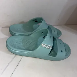 Crocs Classic Two-Strap Slide Sandals Aqua Blue Jibbitz Attached Women's 9 thumbnail 2