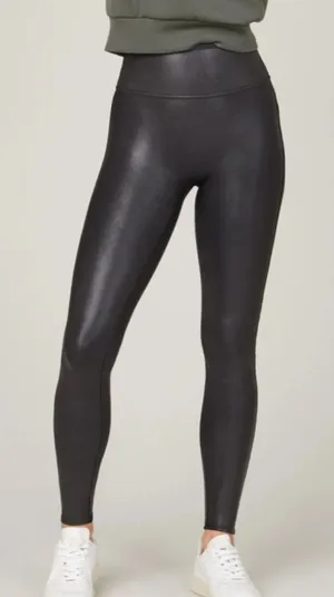 Black Spanx Leggings Faux Leather thumbnail 1