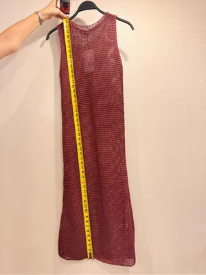 NWT Zara Sleeveless Textured Knit Maxi Beach Resort Dress in Deep Burgundy Sz S thumbnail 4