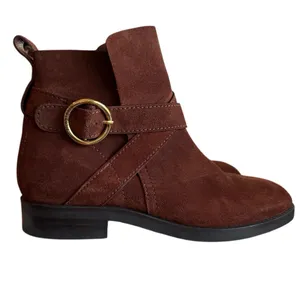 See by Chloé Lyna Suede Ankle Boots Brown Gold Buckle Women’s Size 40.5(US 10.5) thumbnail 3