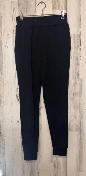 Black Jogger Sweatpants Small Tapered Lounge Pants Elastic Waist thumbnail 1