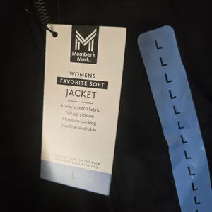 Member's Mark Favorite Soft Jacket Womens L Black Full Zip Hooded Stretch NWT thumbnail 2
