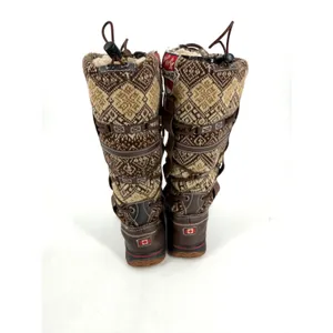 Pajar Winter Boots Women 7.5 Brown Fair Isle Apres Ski Duck Boots thumbnail 10