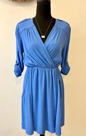 Maeve Lene Faux Wrap Dress in Blue Size XS thumbnail 1