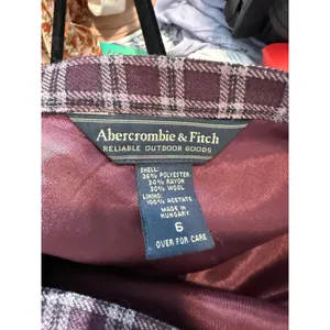 Abercrombie & Fitch Burgundy Plaid Wool Blend A-Line Skirt Size 6 Vintage Style thumbnail 3