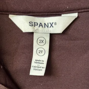Spanx Air Essentials Long Sleeve Wide Leg Jumpsuit Sz 2x Truffle Brown Front Zip thumbnail 5