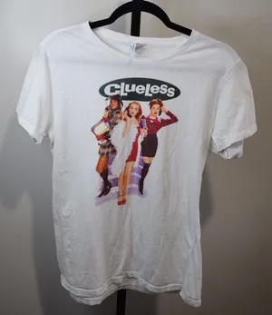 Port & Company Clueless Graphic T-Shirt Medium White 90s Y2K thumbnail 1