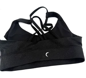 Zyia Active Shimmery Black Halter Strappy Sports Bra Size Medium thumbnail 1