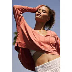 Free People Movement Fearless Top Small Orange Cropped Long Sleeve thumbnail 6