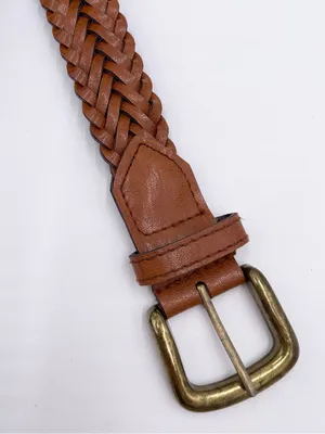 Vintage 90s Leather Woven Braided Belt Women's Size 6/8 Bohemian Western Cowgirl thumbnail 5