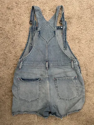 FREE PEOPLE Relaxed Boyfriend Overall Shorts in Blue Bell Sz. 27 thumbnail 6