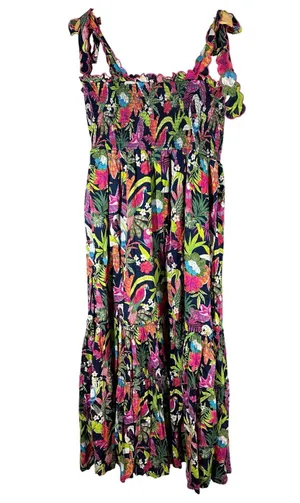 Crown & Ivy Sleeveless Smocked Bodice Dark Floral Parrot Maxi Dress Size XXL thumbnail 2