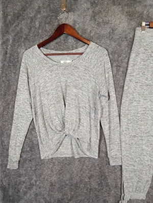 UGG Heather Gray Twist-Front Lounge Top & Jogger Set Cozy Lounge Womes S thumbnail 4