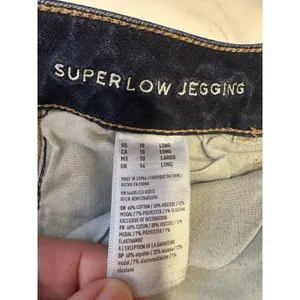American Eagle Jegging Jeans Women’s 10 Tall Blue Super Stretch Denim Super Low thumbnail 3