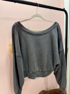 Free People Open Back Grey Crew Neck thumbnail 1