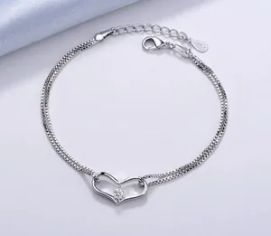 Zirconia Heart Bracelet Silver thumbnail 1