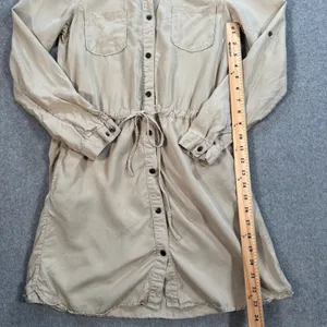 Dear John Shirt Dress Women's X-Small Beige Long Sleeve Collared Mini Utility thumbnail 5
